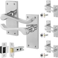 AFIT Chrome Scroll Door Handle & Latch Set 64mm 4 Pairs in Silver | Size: 150mm x 150mm