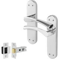 AFIT Chrome Twist Door Handle Latch Set Novi Backplate 1 Pair in Metallic Silver | Size: 150mm x 150mm