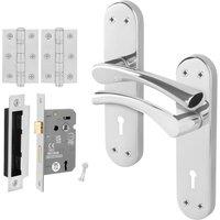 AFIT Chrome Twist Handle Sashlock Hinges Set Novi Backplate in Metallic Silver | Size: 150mm x 150mm