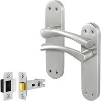 AFIT Satin Nickel Twist Handle Latch Set Novi Backplate 1 Pair in Metallics | Size: 150mm x 150mm