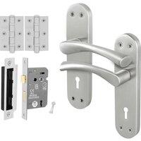 AFIT Satin Nickel Twist Handle Sashlock Hinges Set Novi Backplate in Metallics | Size: 150mm x 150mm