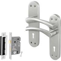 AFIT Satin Nickel Twist Handle Sashlock Set Novi Backplate in Metallics | Size: 150mm x 150mm