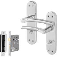 AFIT Chrome Satin Nickel Bathroom Handle WC Lock Boston Backplate in Metallics | Size: 150mm x 150mm