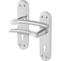 AFIT Chrome Satin Nickel Feature Lock Handle Set Boston Backplate in Metallics | Size: 150mm x 150mm
