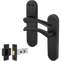 AFIT Black Twist Door Handle Latch Set Novi Backplate 1 Pair | Size: 150mm x 150mm