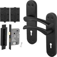 AFIT Black Twist Handle Sashlock Hinges Set Novi Backplate | Size: 150mm x 150mm