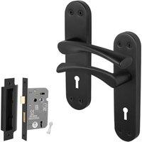 AFIT Black Twist Handle Sashlock Set Novi Backplate 1 Pair | Size: 150mm x 150mm