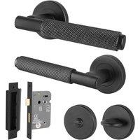 AFIT Black Knurled Bathroom Door Handle Internal Handles Lock Dixon Range | Size: 150mm x 150mm