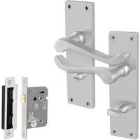 AFIT Satin Chrome Scroll Bathroom Handle WC Lock Set 64mm in Silver | Size: 150mm x 150mm