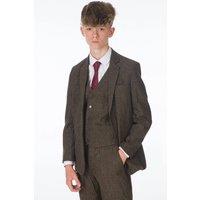 Vivaki Boy's 5 Piece Dark Brown Tweed Suit | Size: 9-10 Years