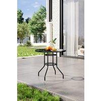 Garden Sanctuary Outdoor Tempered Glass Garden Table with Parasol Hole in Black