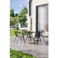 Garden Sanctuary 4-Seater Round Garden Dining Table Bistro Set in Black