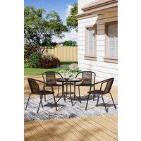 Living and Home 4-Seater Outdoor Garden Dining Table and Chairs Bistro Set in Black