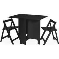 Cheshire Premium Gatan 80cm Small Gateleg Dining Table with 2 Chairs - Black