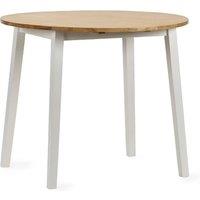 Cheshire Premium Linwood 90cm Round Drop Leaf Dining Table - White & Natural