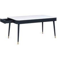 Cheshire Premium Louis 90cm Fluted Stone Top Dining Table with Drawers - Black