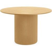 Cheshire Premium Louis 120cm Light Oak Fluted Round Dining Table in Brown