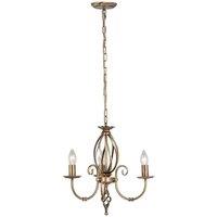 Netlighting Artisan Chandelier 3 Light Aged Brass Finish E14 in Yellow