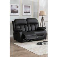 More4Homes Chester 2 Seater Manual High Back Bonded Leather Recliner Sofa in Black