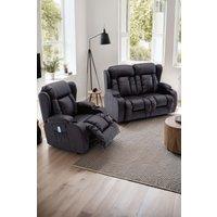 More4Homes Caesar Manual Recliner Bonded Leather 1+2 Seater Sofa Set in Black