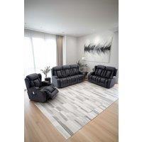 More4Homes Caesar Manual Recliner Bonded Leather 1+2+3 Seater Sofa Set in Black