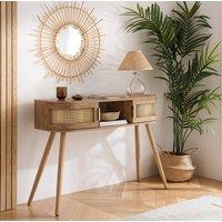 Birlea Rattan Console Table Sark Hall Table Dressing Table in Beige | Size: 1 Pack