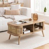 Birlea Rattan Coffee Table with Storage Curved Sark in Beige | Size: 1 Pack
