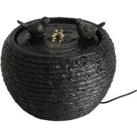 Primrose Bathing Birds Solar Power Water Feature with LED lights 25cm in Black