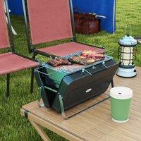 OUTSUNNY Portable BBQ Grill with Suitcase Design for Camping Picnic Party in Black