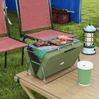 OUTSUNNY Portable BBQ Grill with Suitcase Design for Camping Picnic Party in Green