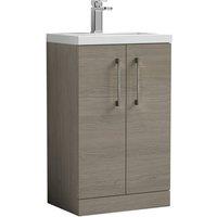Balterley Bathroom Vanity Basin Unit, Brushed Pewter Handles, 500mm, Mid Oak in Brown