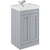 Balterley 500mm Floor Standing 2 Door Unit with Basin 1 Tap Hole - Satin Grey