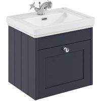 Balterley 500mm Wall Hung 1 Drawer Unit with Basin 1 Tap Hole - Satin Dark Grey