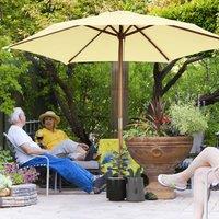 OUTSUNNY 2.5m Wood Garden Parasol Sun Shade Patio Outdoor Wooden Umbrella Canopy in Cream