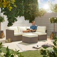 Moderna Rattan Garden Corner Sofa Set 4 Seater Grey