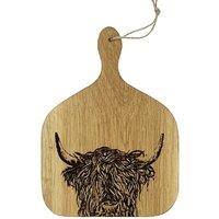 Selbrae House Oak Hanging Paddle - Medium - Highland Cow in Light Brown