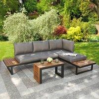 Home Garden Direct Demeter - Garden Modular Corner Sofa - Convertible into x2 Sun Loungers in Grey