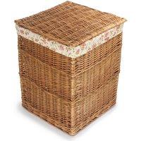 Red Hamper Cotton Lined Light Steamed Square Laundry Basket in Light Brown
