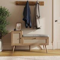 GFW Noor Rattan 2 Door Shoe Cabinet in Light Oak