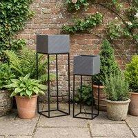 Scottish Everlastings Ltd Set of 2 Indoor/Outdoor Metal Plant Stand in Black