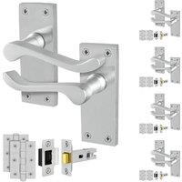 AFIT Satin Chrome Scroll Handle Latch Hinges (64mm) 5 Pairs in Silver | Size: 150mm x 150mm