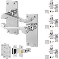 AFIT Chrome Scroll Handle Latch Hinges Set (64mm) 5 Pairs in Silver | Size: 150mm x 150mm