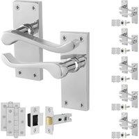 AFIT Chrome Scroll Handle Latch Hinges Set (64mm) 6 Pairs in Silver | Size: 150mm x 150mm