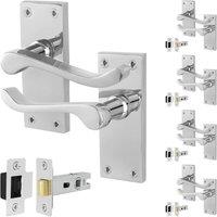 AFIT Chrome Scroll Door Handle & Latch Set 64mm 5 Pairs in Silver | Size: 150mm x 150mm