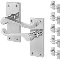 AFIT Chrome Scroll Door Handles Latch Internal Victorian Backplate 6 Pairs in Silver | Size: 150mm x 150mm