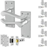 AFIT Satin Chrome Scroll Handle Latch Hinges (64mm) 6 Pairs in Silver | Size: 150mm x 150mm