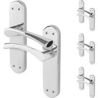 AFIT Chrome Twist Door Handles Novi Backplate Internal Lever 4 Pairs in Metallic Silver | Size: 150mm x 150mm
