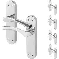 AFIT Chrome Twist Door Handles Novi Backplate Internal Lever 5 Pairs in Metallic Silver | Size: 150mm x 150mm