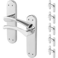 AFIT Chrome Twist Door Handles Novi Backplate Internal Lever 6 Pairs in Metallic Silver | Size: 150mm x 150mm