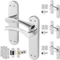AFIT Chrome Twist Handle Latch Hinges Set Novi Backplate 4 Pairs in Metallic Silver | Size: 150mm x 150mm